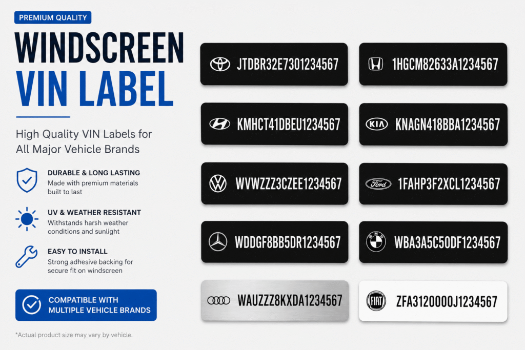 Windscreen VIN Label Replacement For All Vehicles Brands