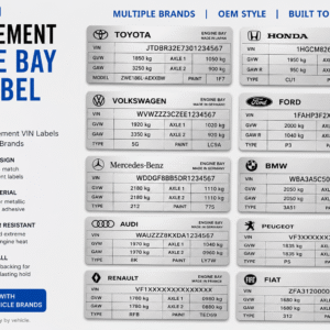 Engine Bay VIN Label Replacement For All Vehicles Brands